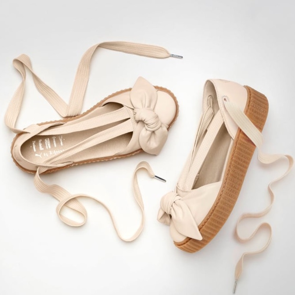 FENTY X PUMA Cream Creeper Bow Lace Up Platform